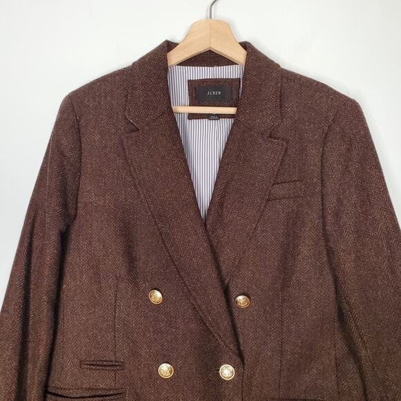 J Crew Bristol Blazer Hazelnut English Wool Herringbone Brown BA441 Size 14 - Picture 5 of 11